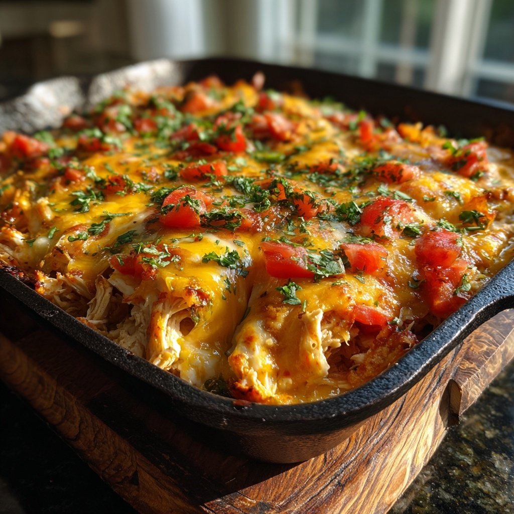 Shredded Chicken Nacho Casserole