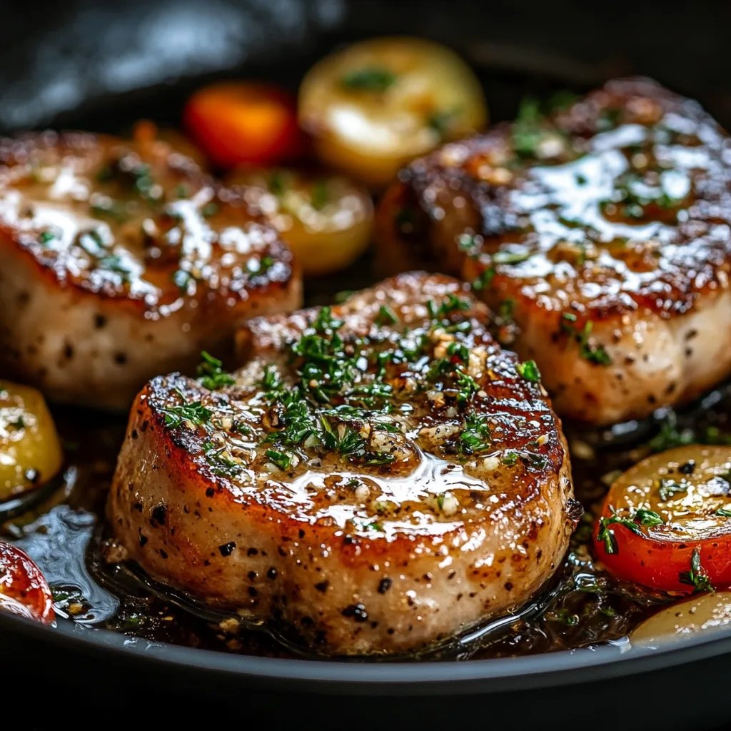 Garlic Butter Pan Seared Pork Chops