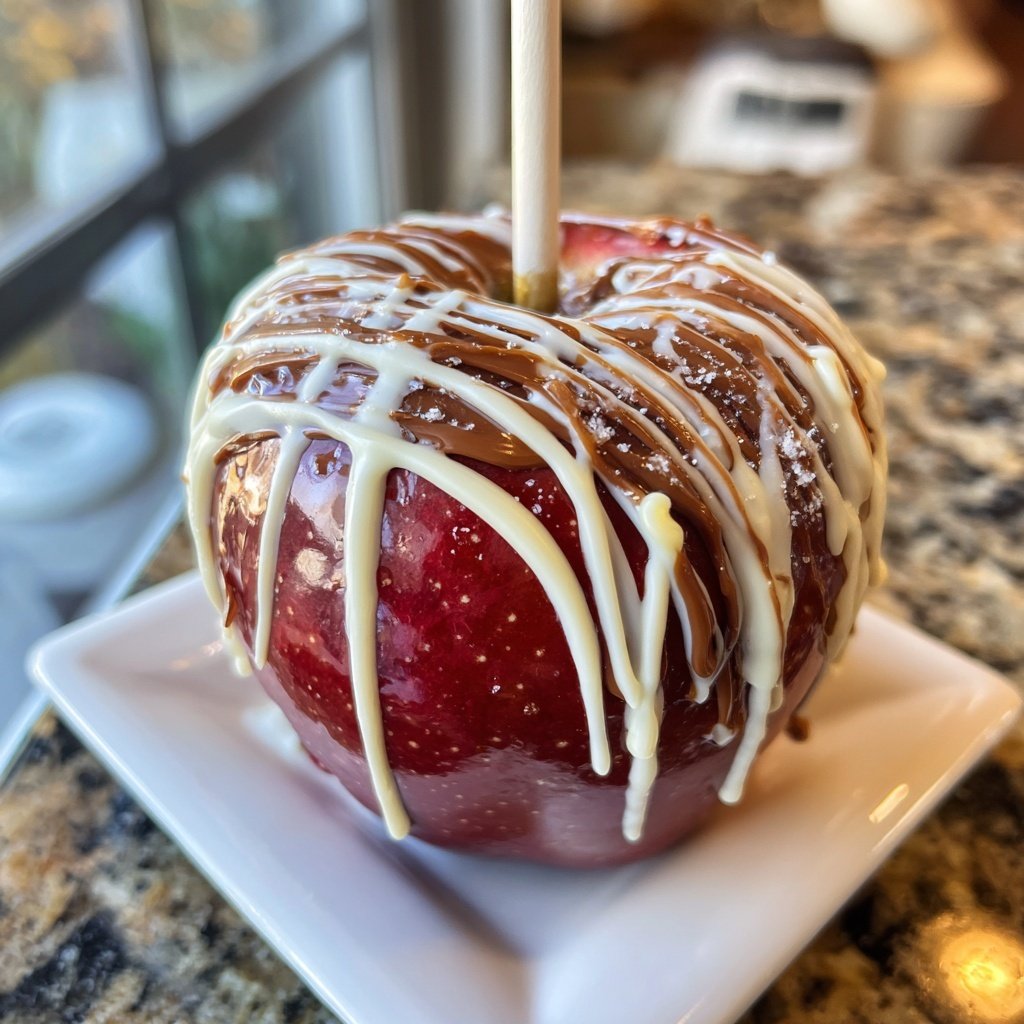 Candy Apple With White Chocolate Drizzle